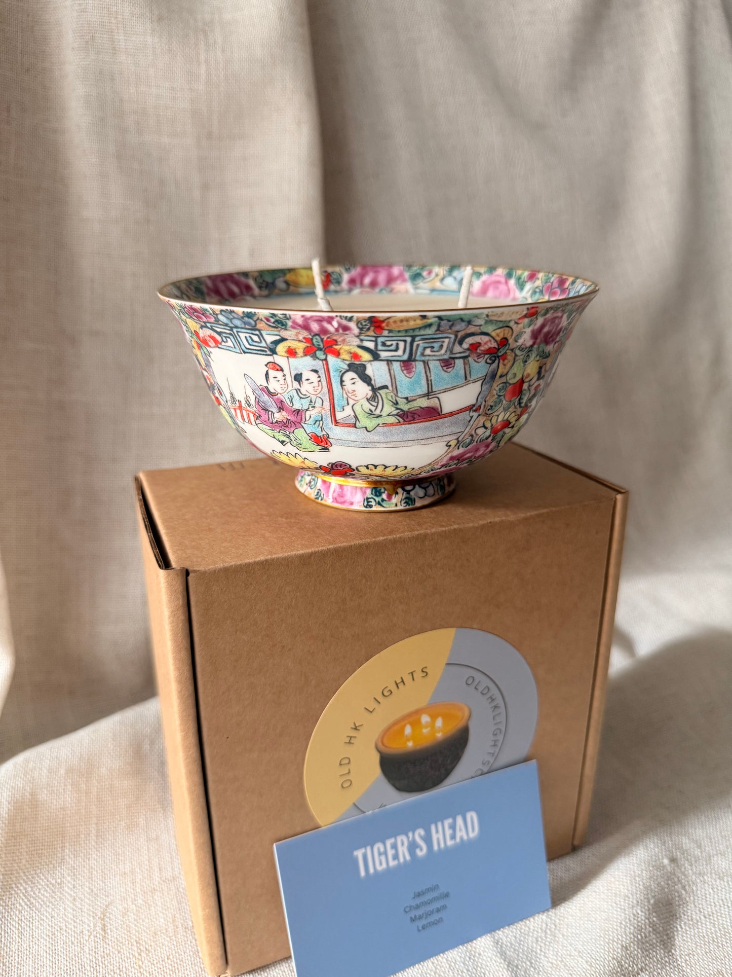 Family rose style fine bowl 3 wicks candle