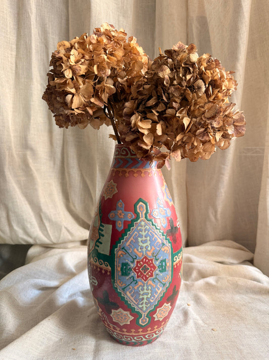 Julio style hand-painted in HK red vase