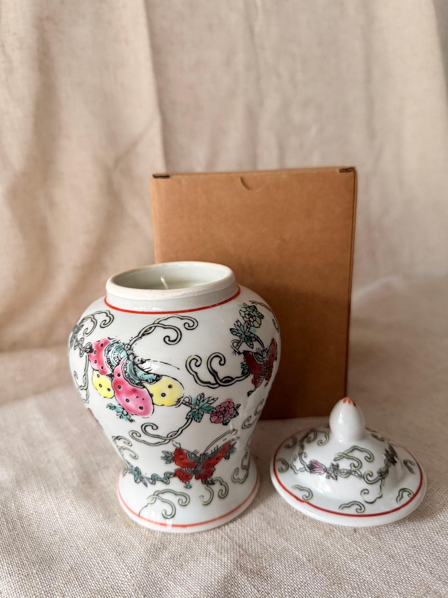 Butterfly and Flowers temple jar Candle