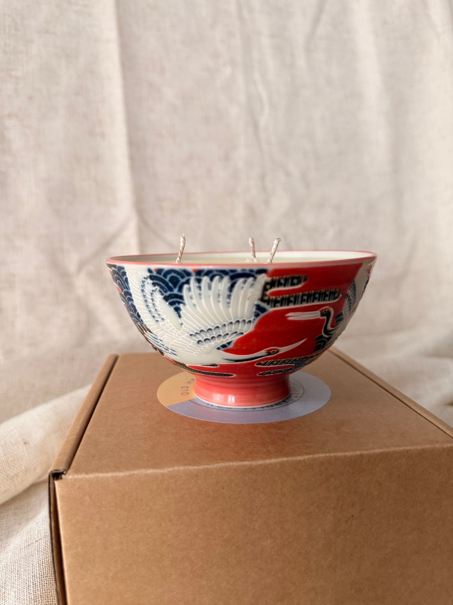 Japanese Crane bowl Candle