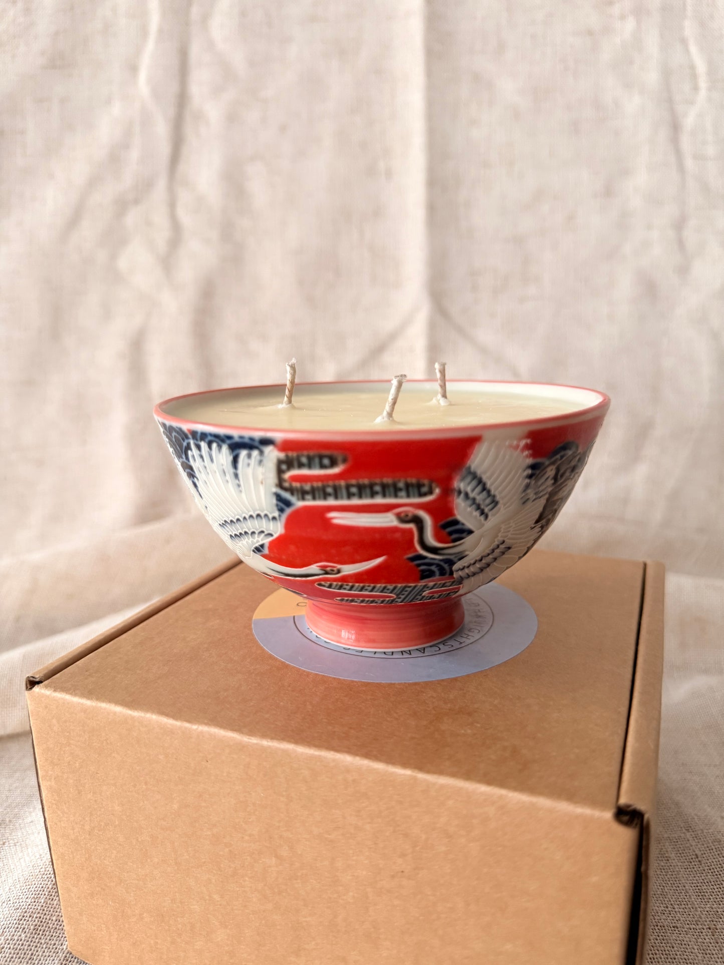 Japanese Crane bowl Candle