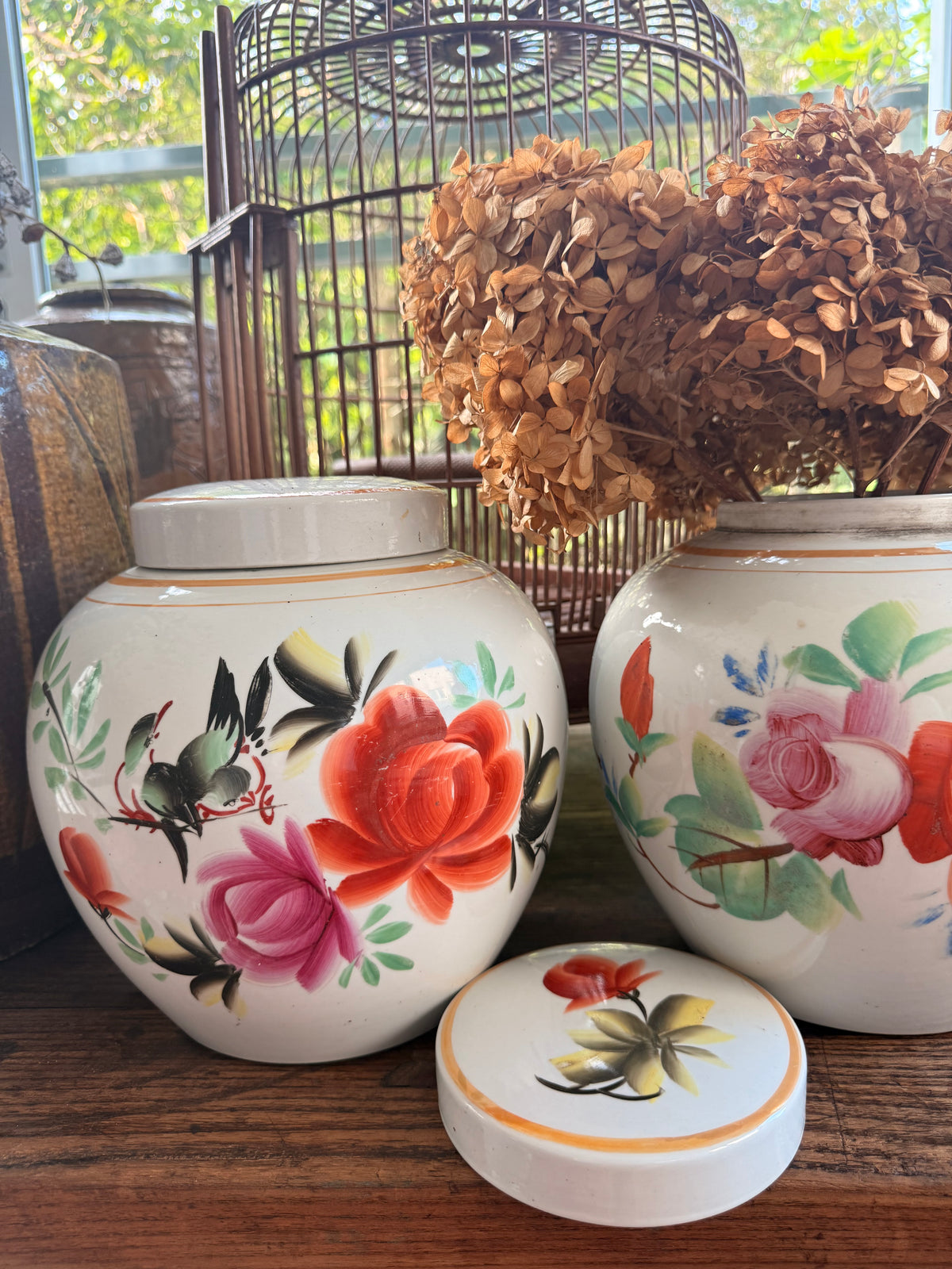 Republic Era hand-painted Ginger Jars