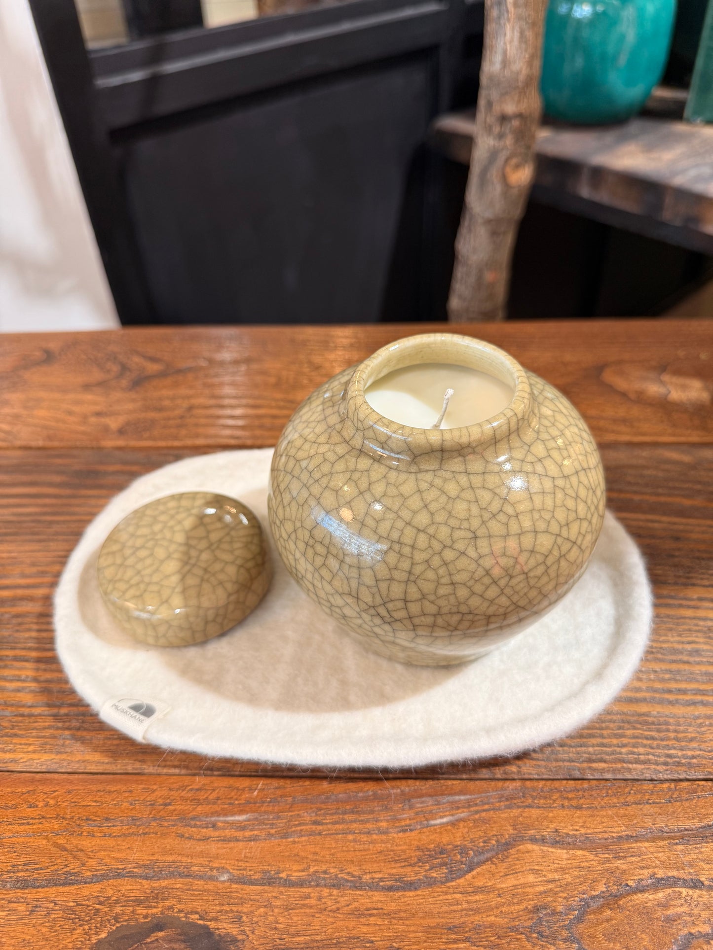 Cracked celadon Tea Jar Candle