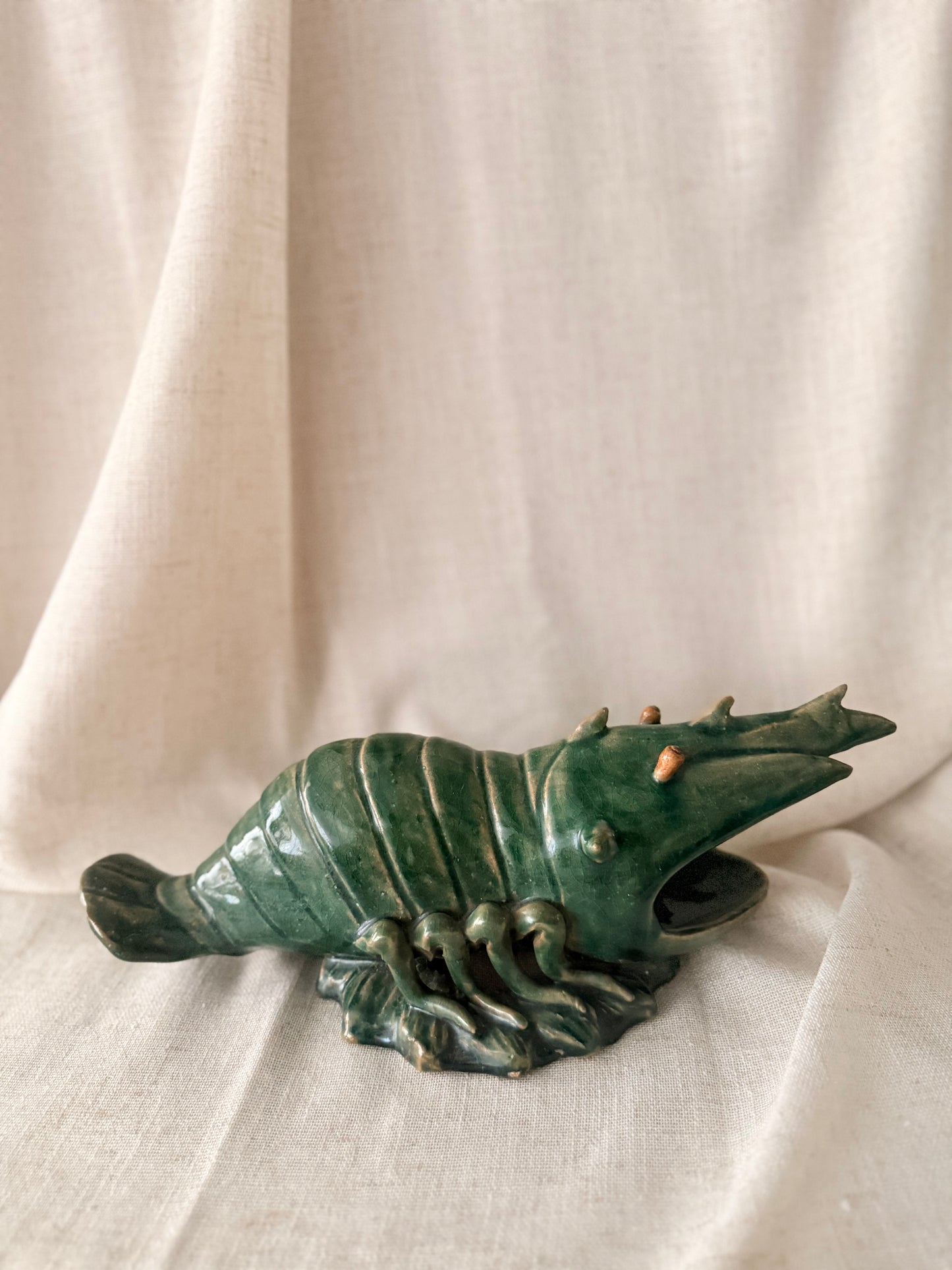 Green glazed Lobster sculpture