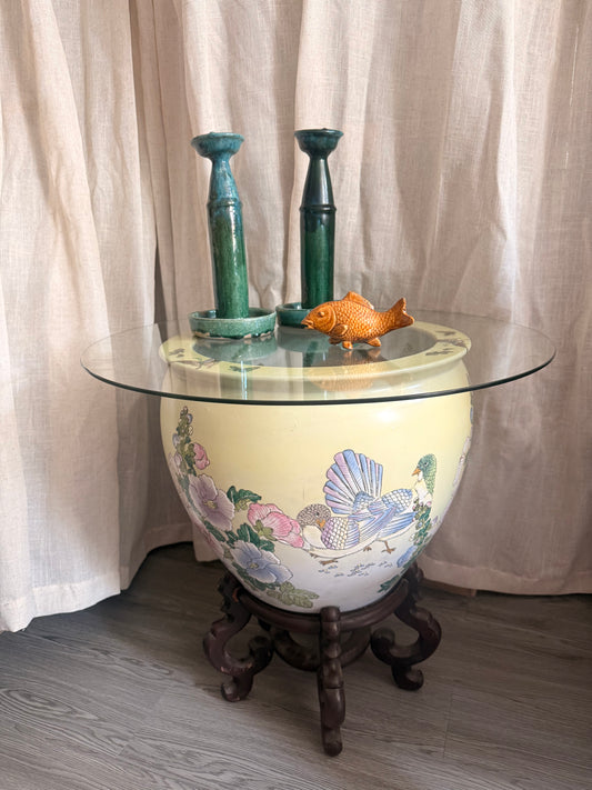 Guancai large hand-painted Fish Bowl ceramic Side Table