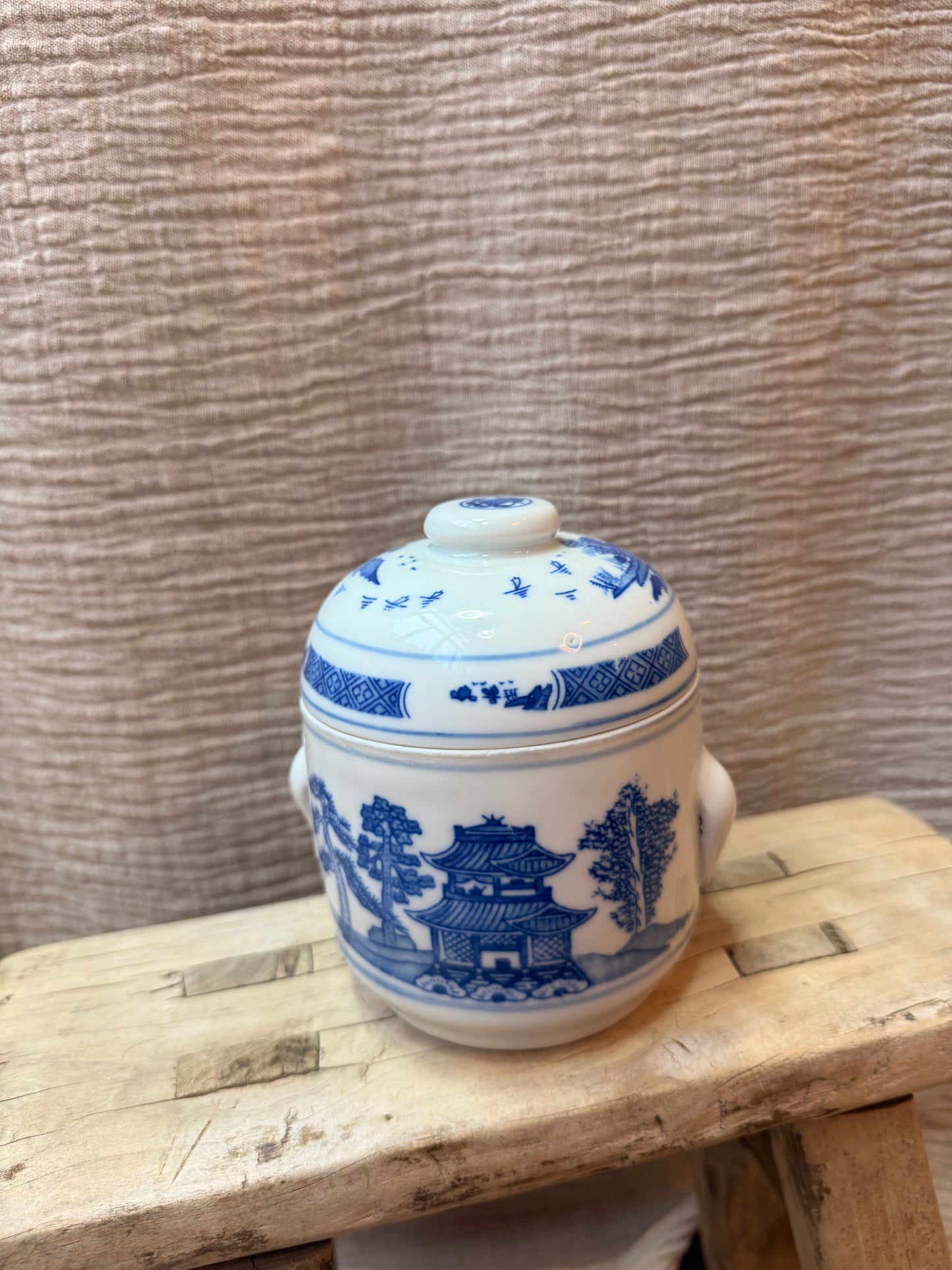 Vintage blue and white Pagoda Candle