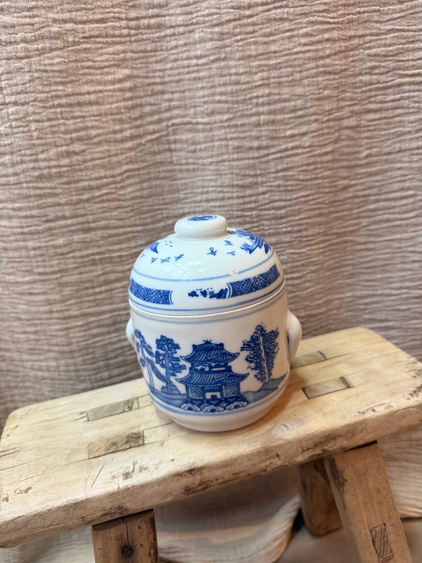 Vintage blue and white Pagoda Candle