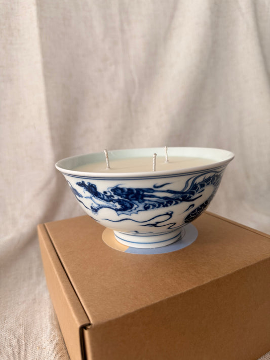 Fine blue Dragon hand-painted bowl