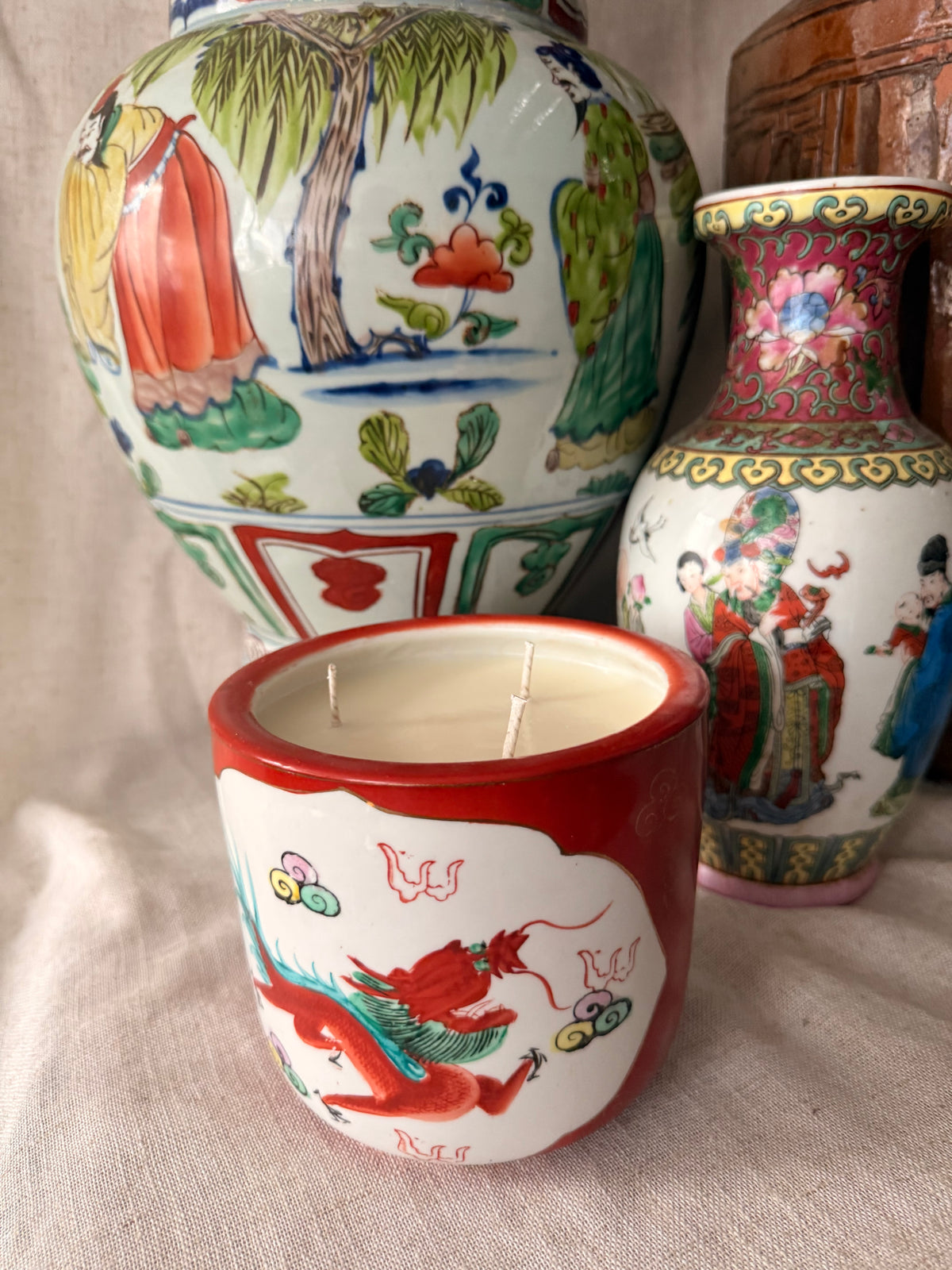 Iconic Red Phoenix Dragon cylinder Candle