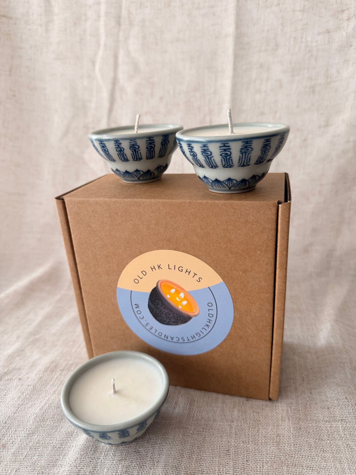 Set of 3 mini lotus Tea Cup Candles