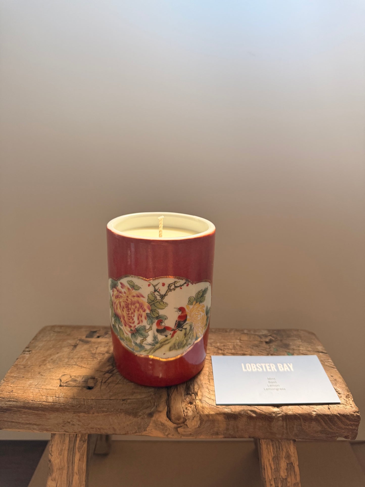 Red bird brush pot 1 wick candle