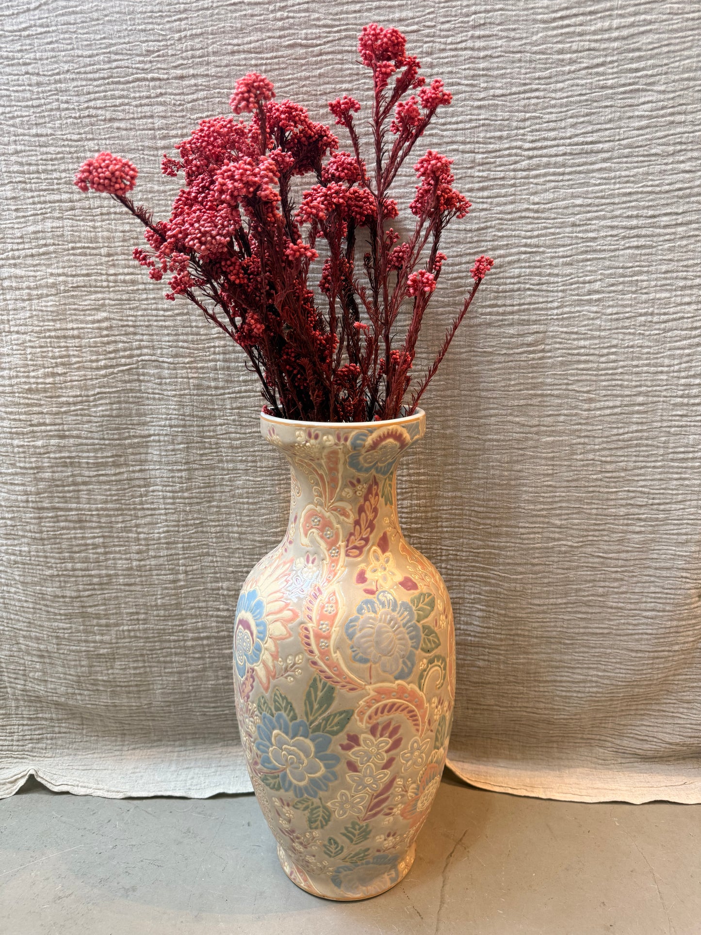 Pastel shades Kashmir hand painted Vase