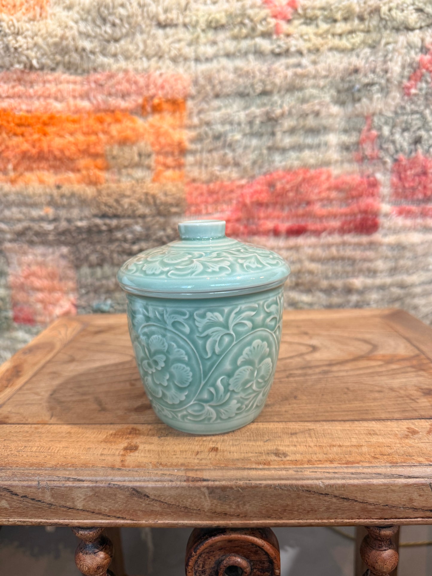 Celadon floral cup 3 wicks candle