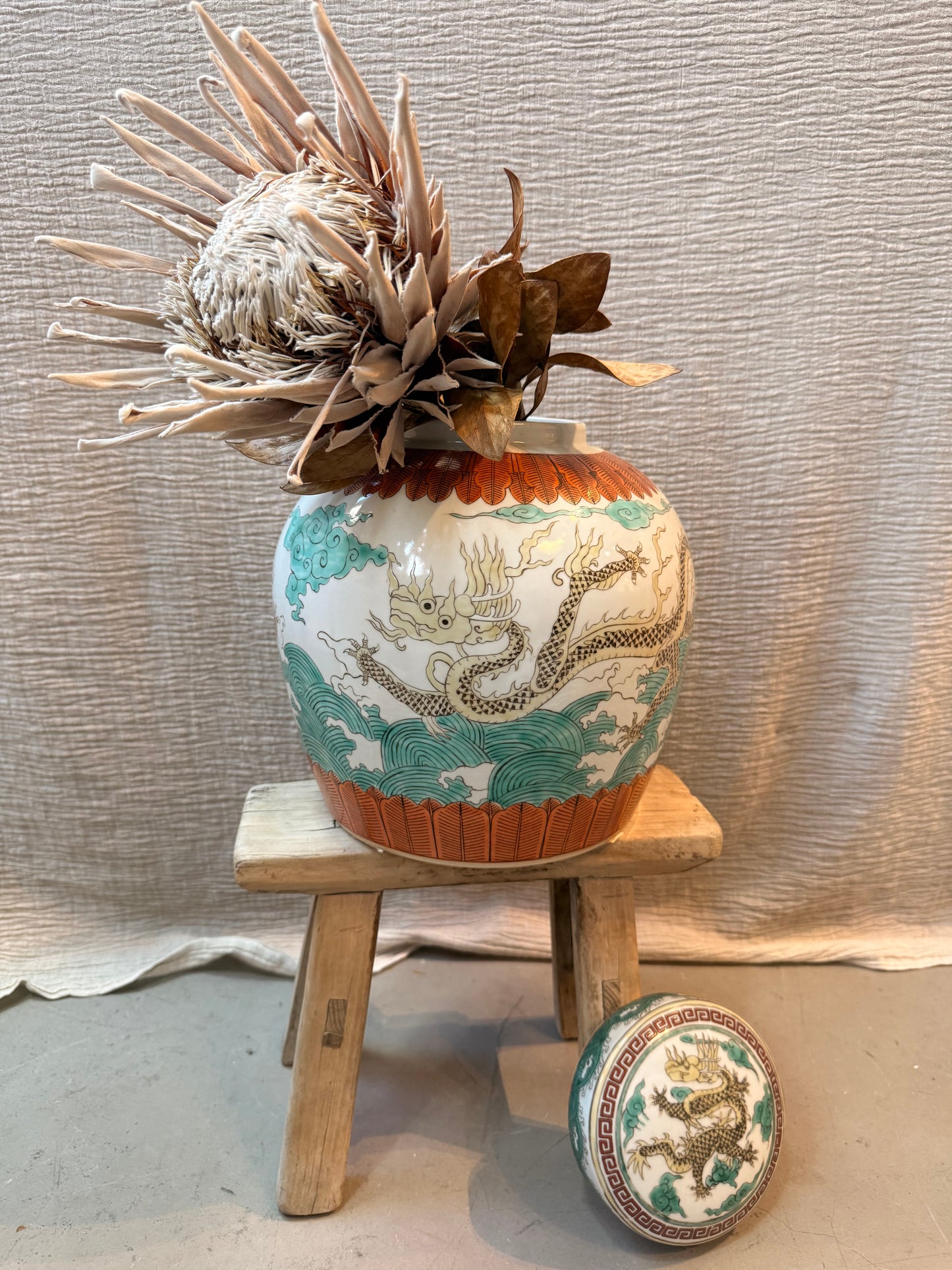 Green & Orange Dragon Ginger Jar
