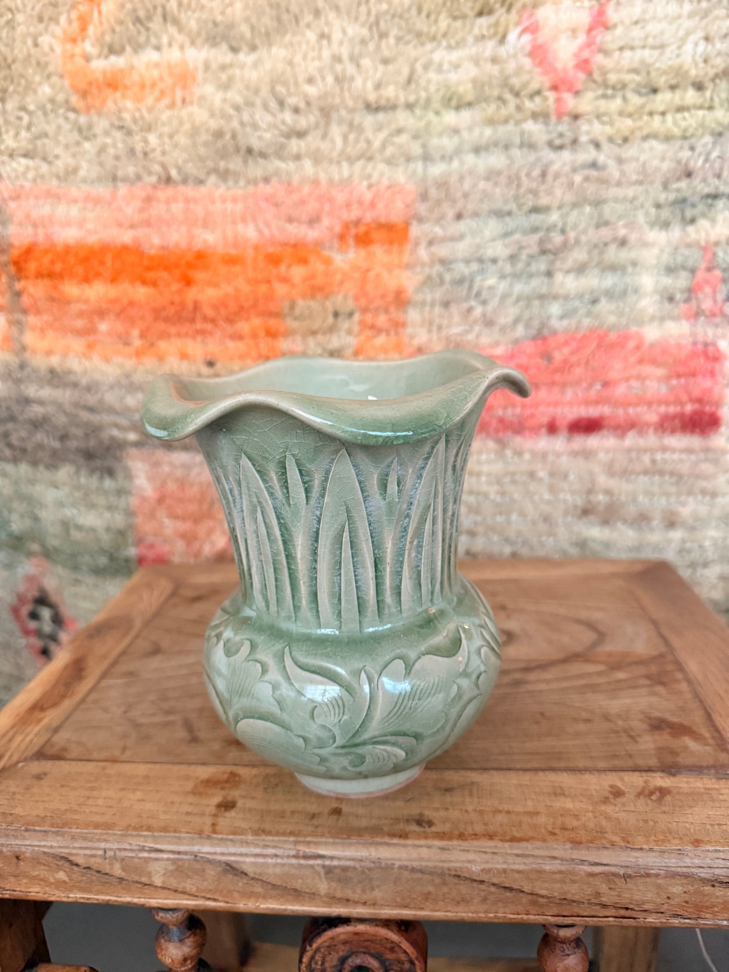 Celadon Vase tall 3 wicks Candle