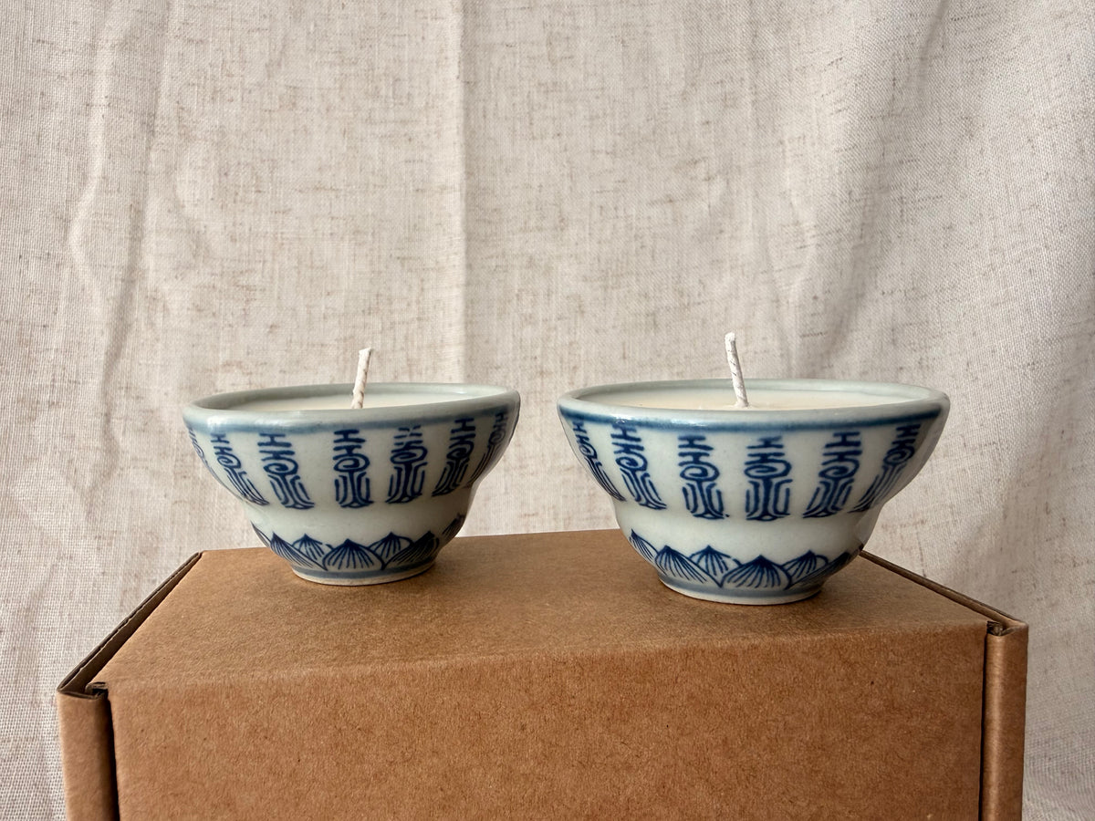 Set of 3 mini lotus Tea Cup Candles