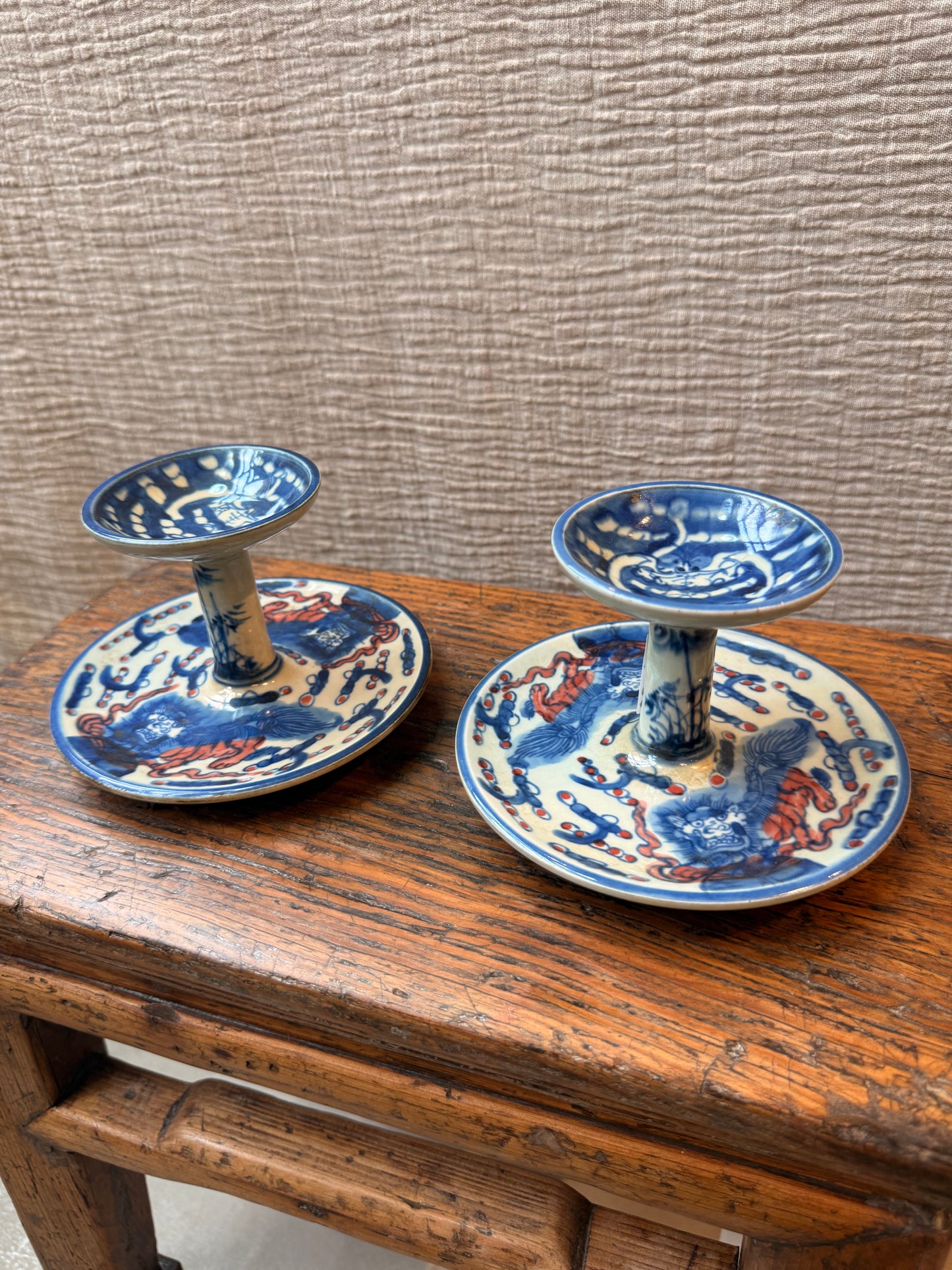 Lion blue oil lamps / candle holders