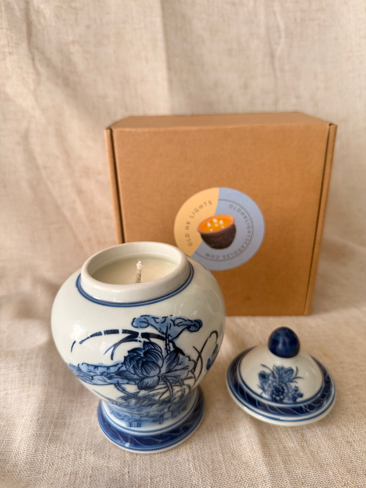 Blue and white Lotus Temple Candle