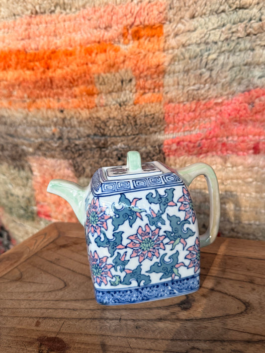 Hand painted in HK colorful square floral tea pot