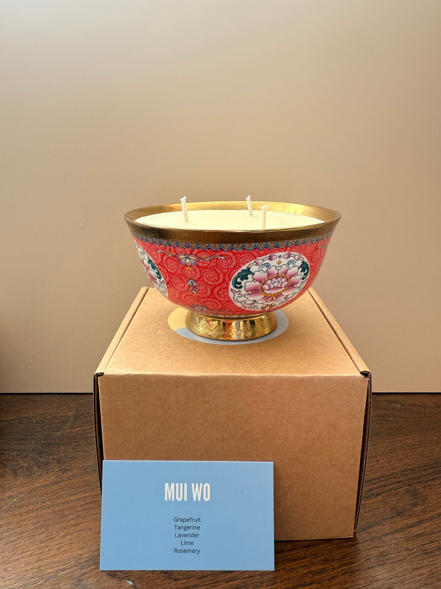 Red and gold 3 wicks bowl candle