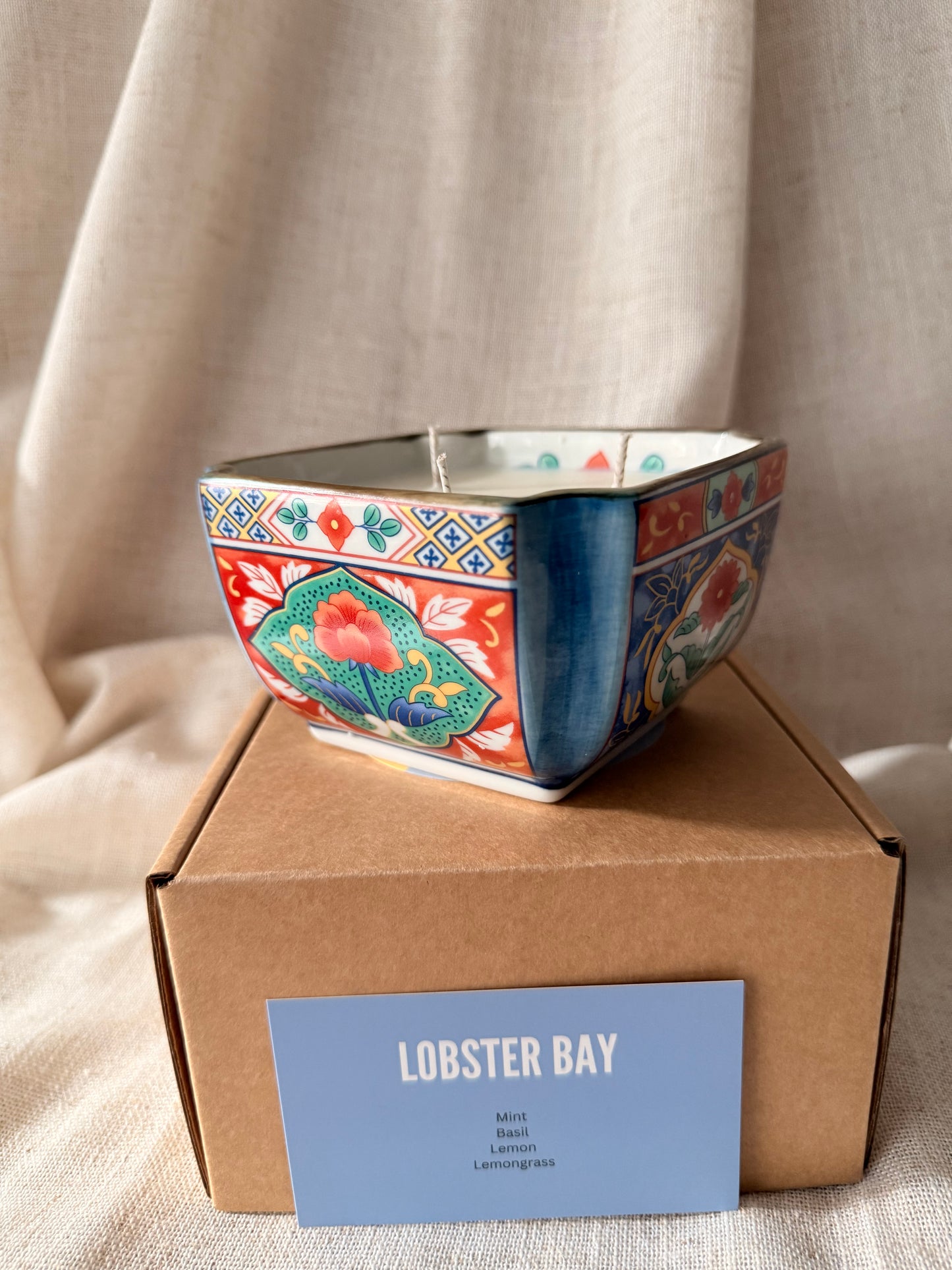Japanese style square 3 wicks bowl candle