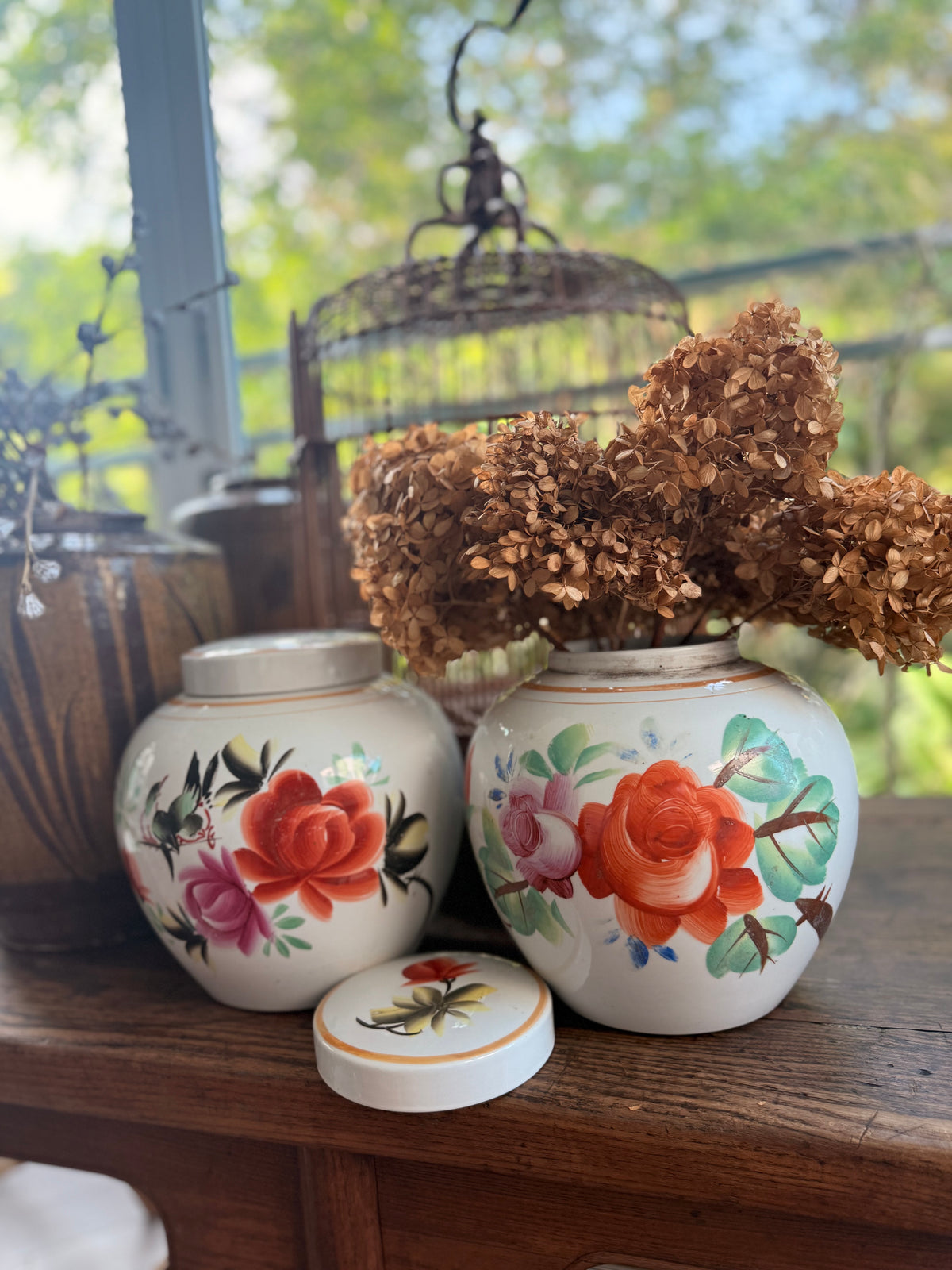 Republic Era hand-painted Ginger Jars