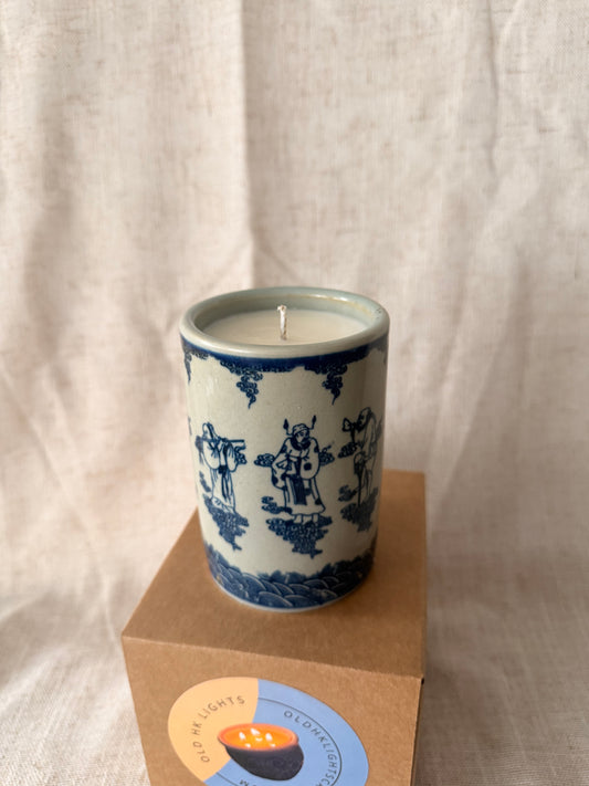 Wisemen blue and white Brush Pot Candle