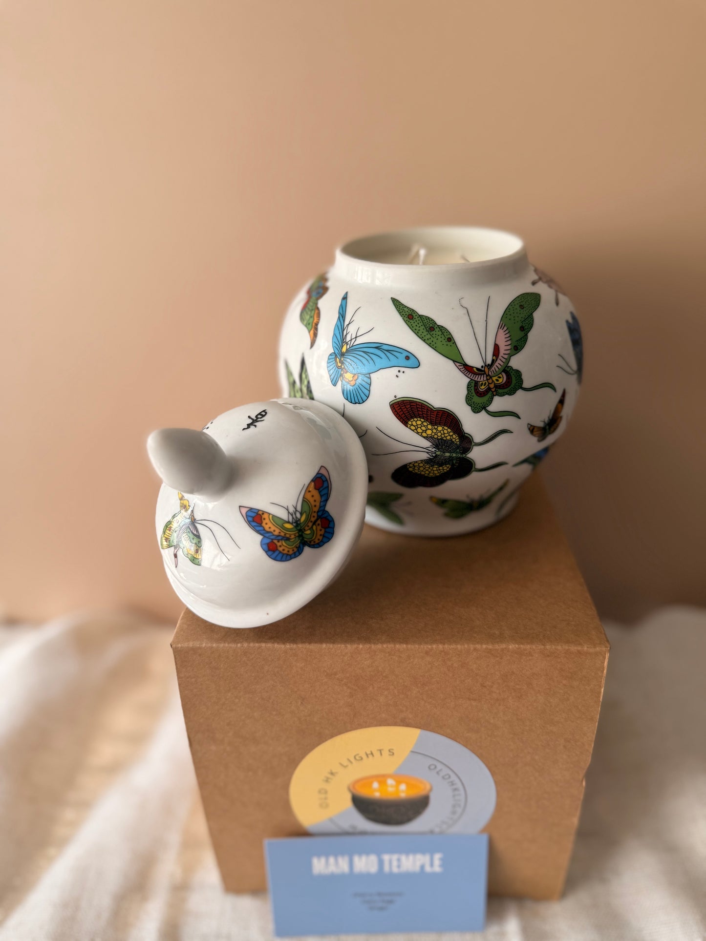 Butterfly tea jar 3 wicks candle