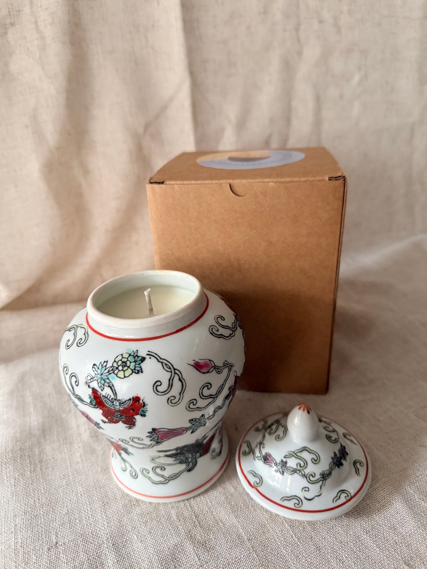 Butterfly and Flowers temple jar Candle