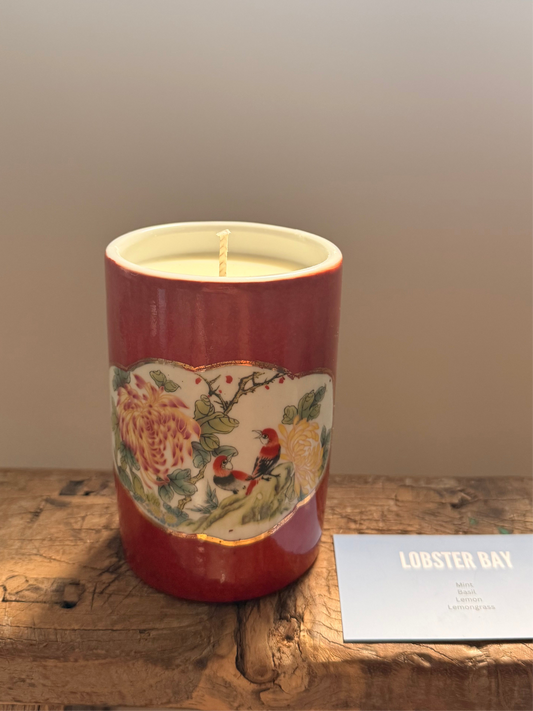 Red bird brush pot 1 wick candle