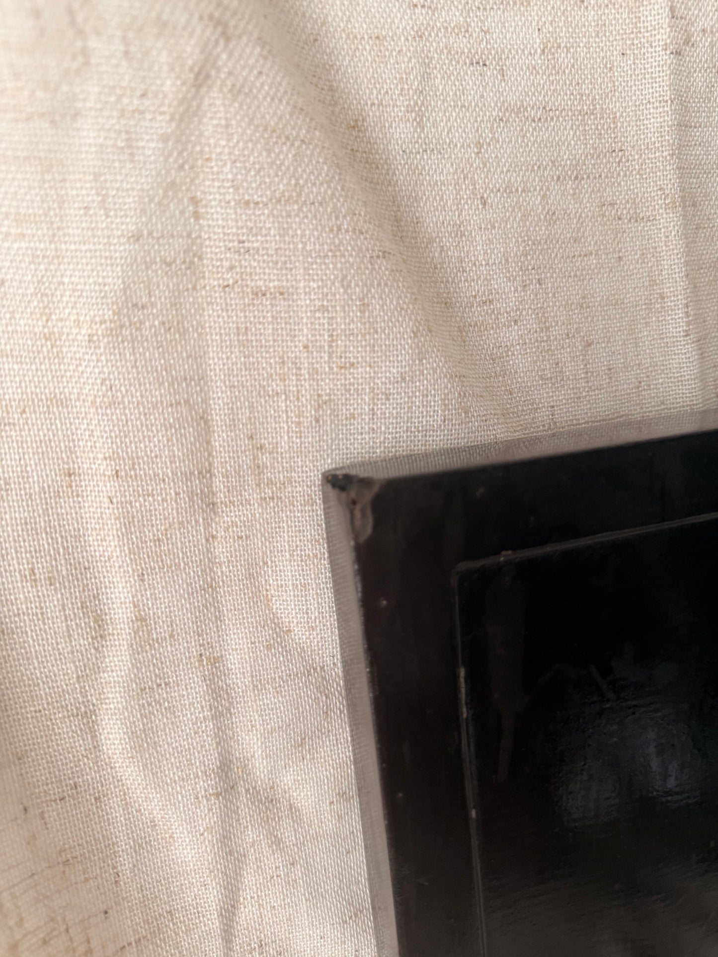 Black lacquer small panel with soap stone carvings