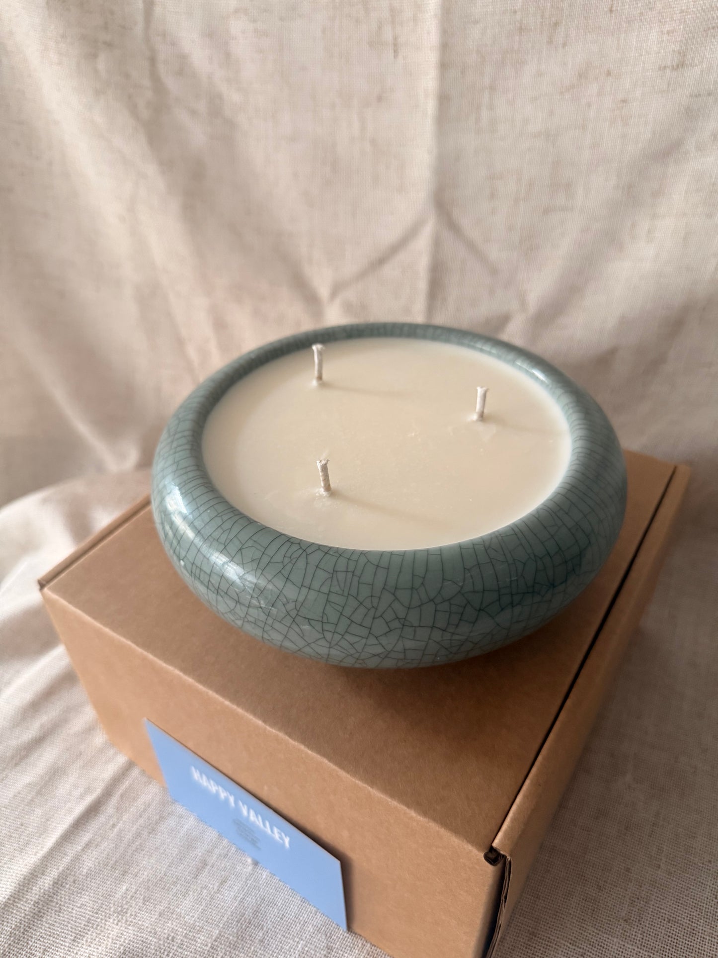 Celadon cracked 3 wicks Candle
