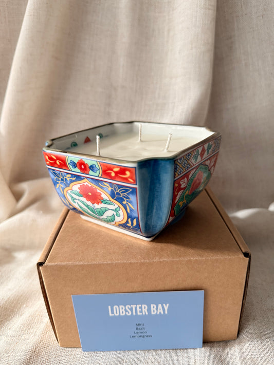 Japanese style square 3 wicks bowl candle