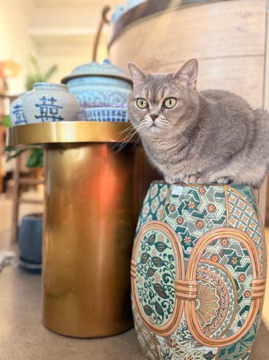 Hand-painted Guan Cai style ceramic stool