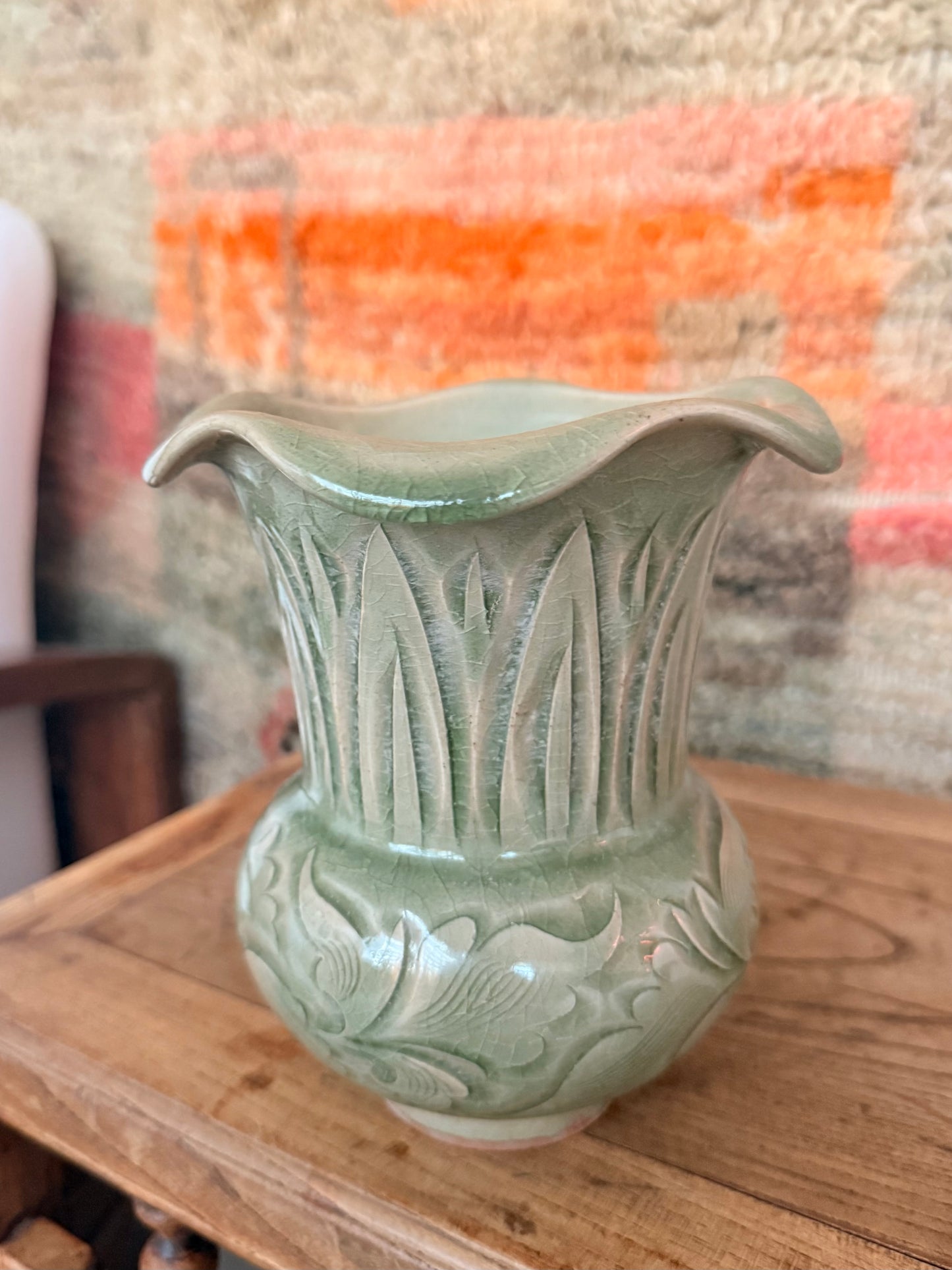 Celadon Vase tall 3 wicks Candle