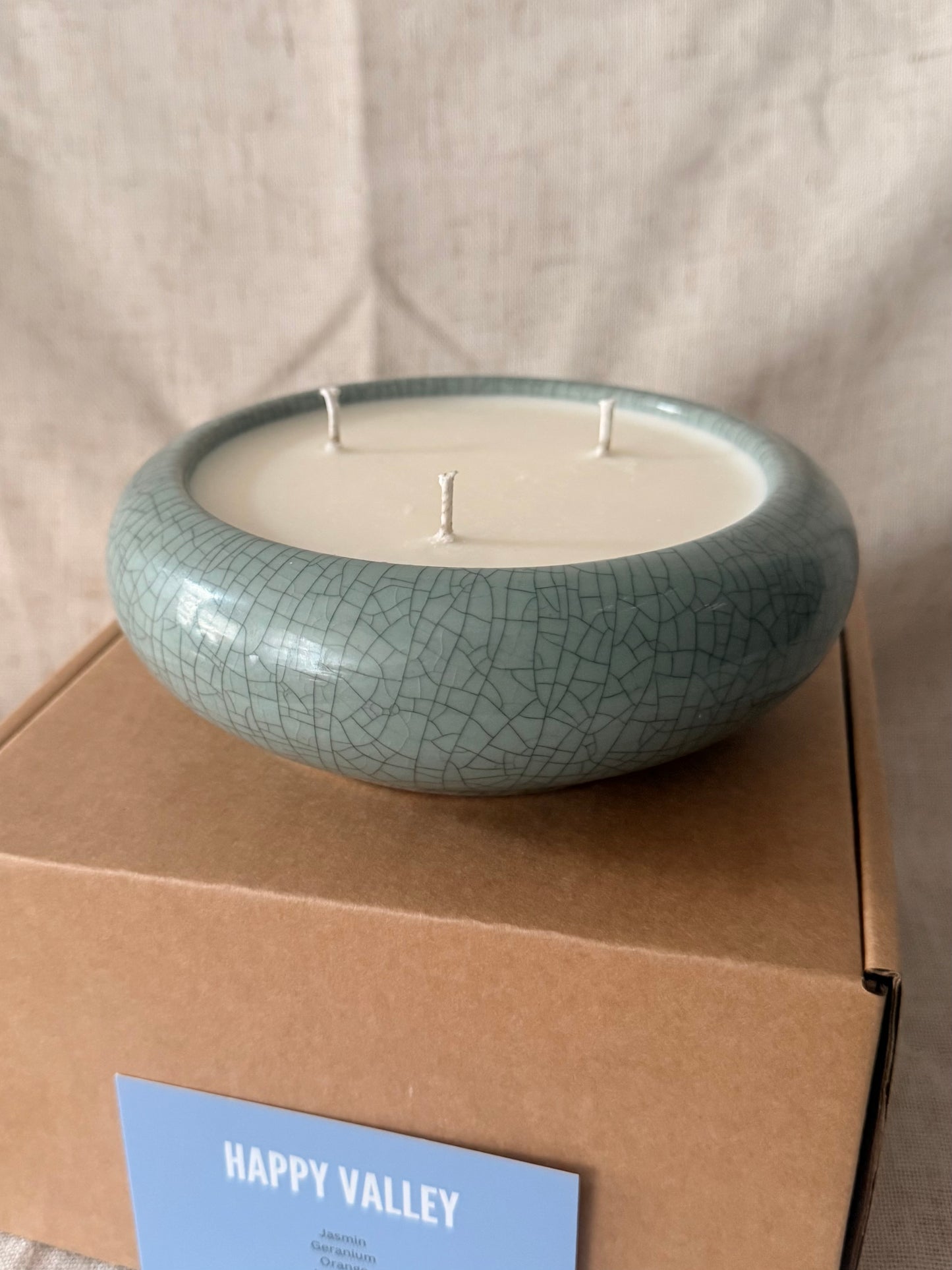 Celadon cracked 3 wicks Candle