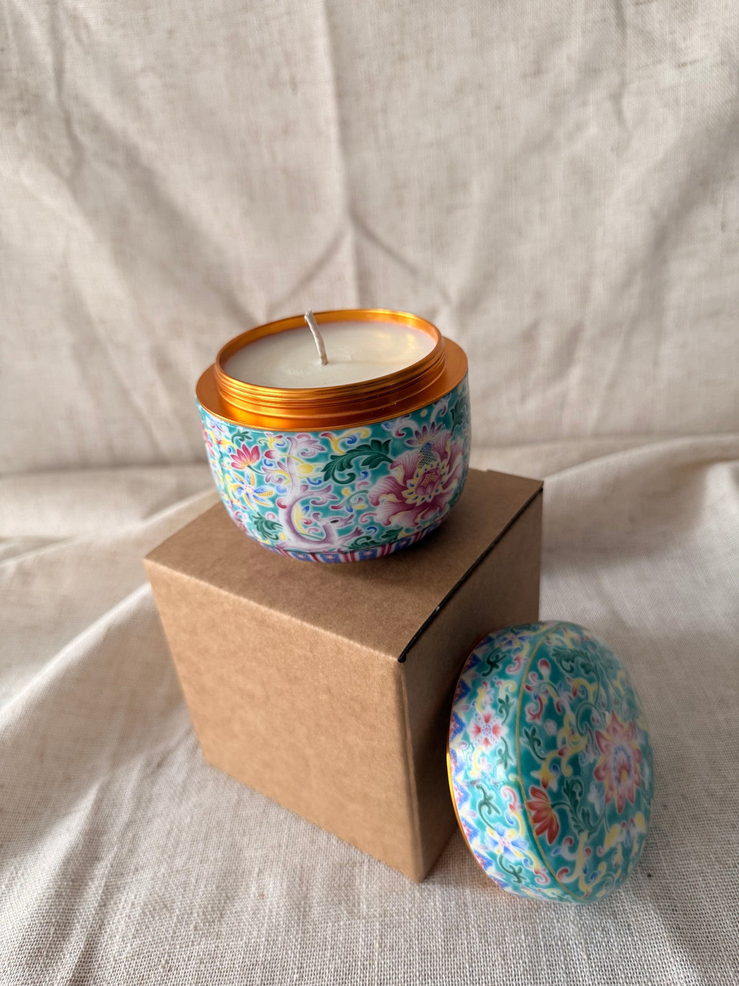 Turquoise small box Candle