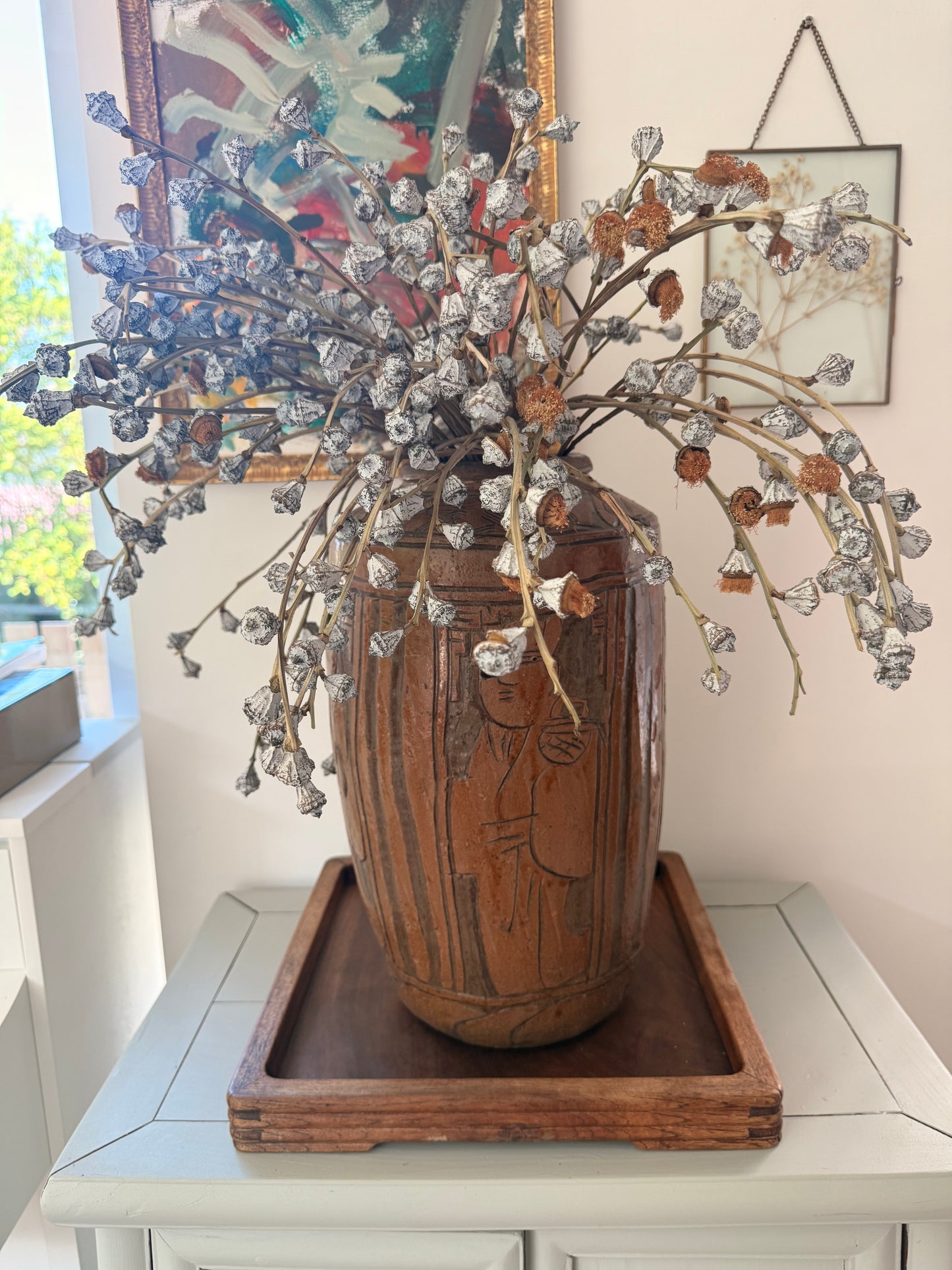 Antique brown clay tall Vase