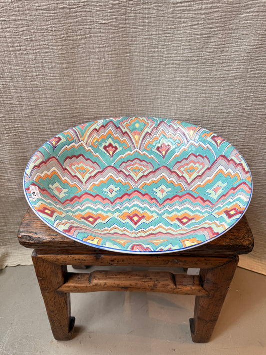 Missoni style large dish hand-painted in HK