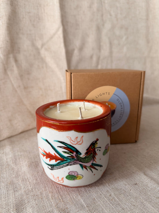Vintage Red Phoenix and Dragon Candle