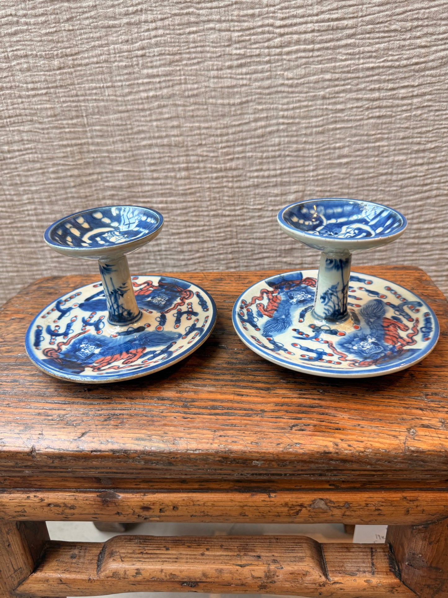 Lion blue oil lamps / candle holders