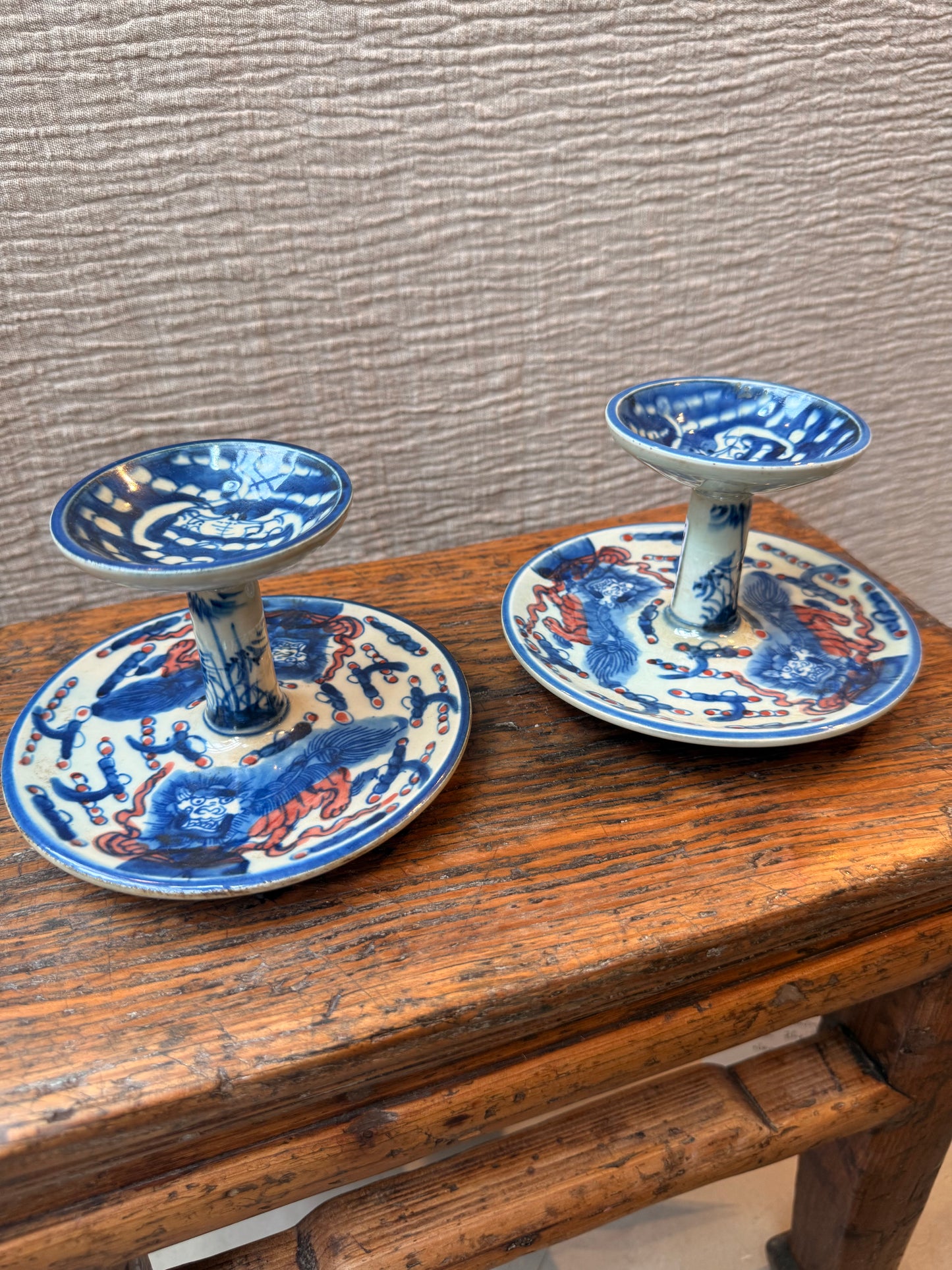 Lion blue oil lamps / candle holders