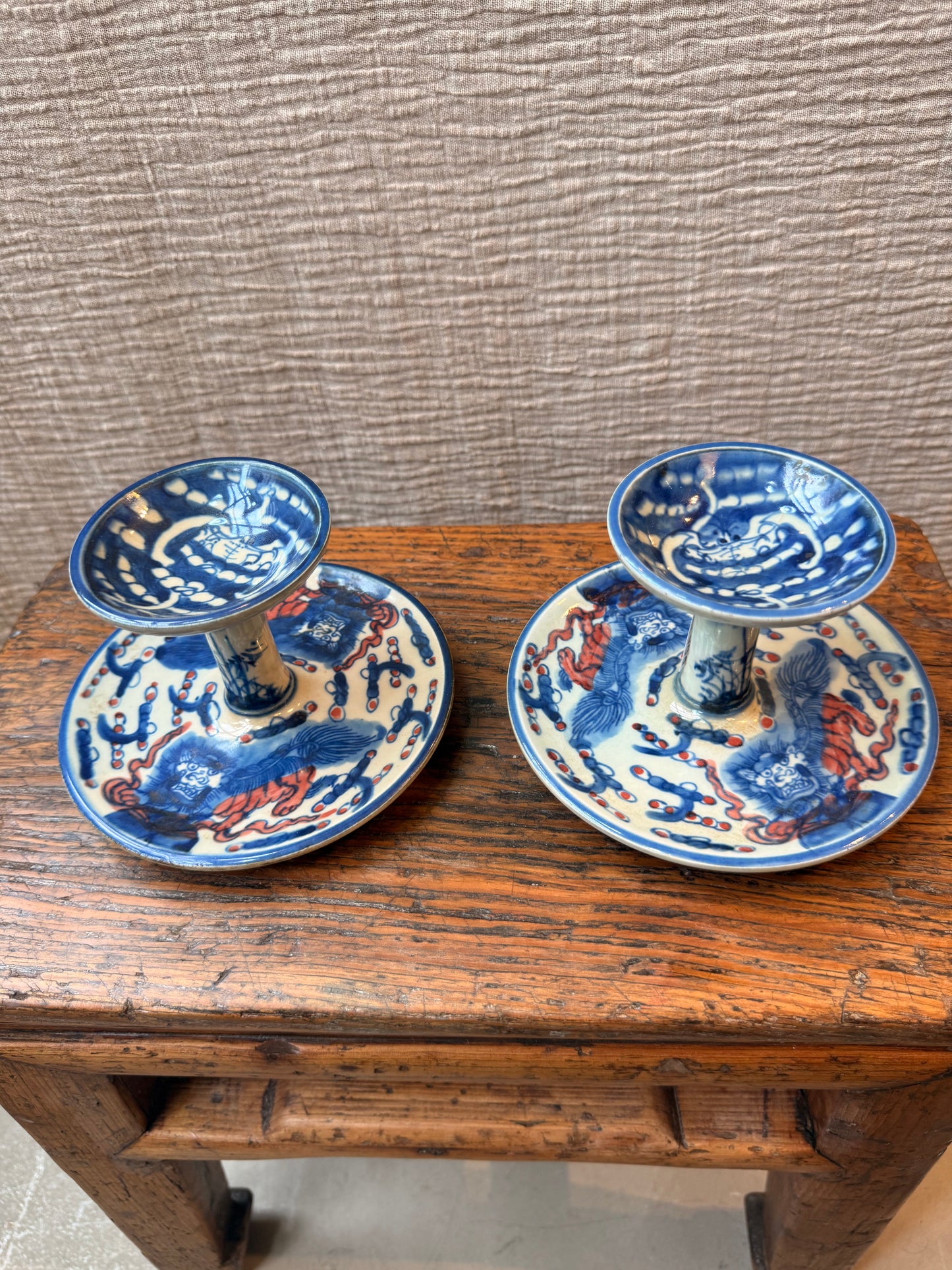 Lion blue oil lamps / candle holders
