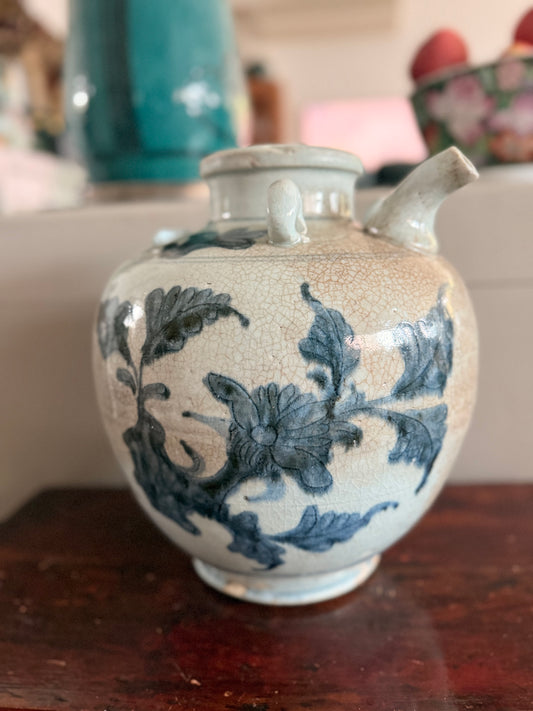 Floral antique vinegar jar / vase