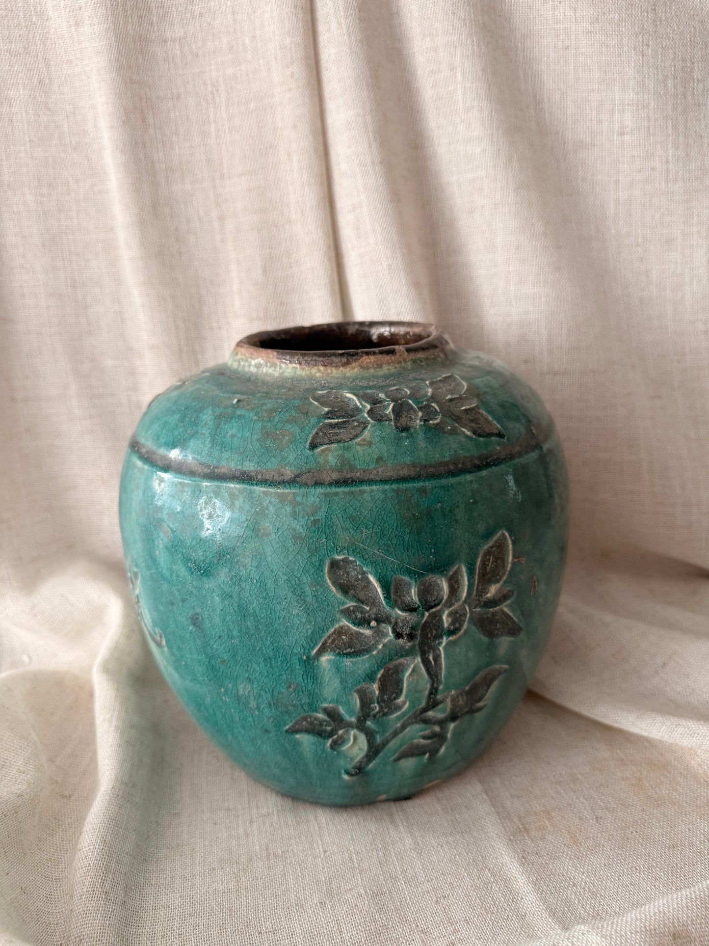 Green antique celadon jar