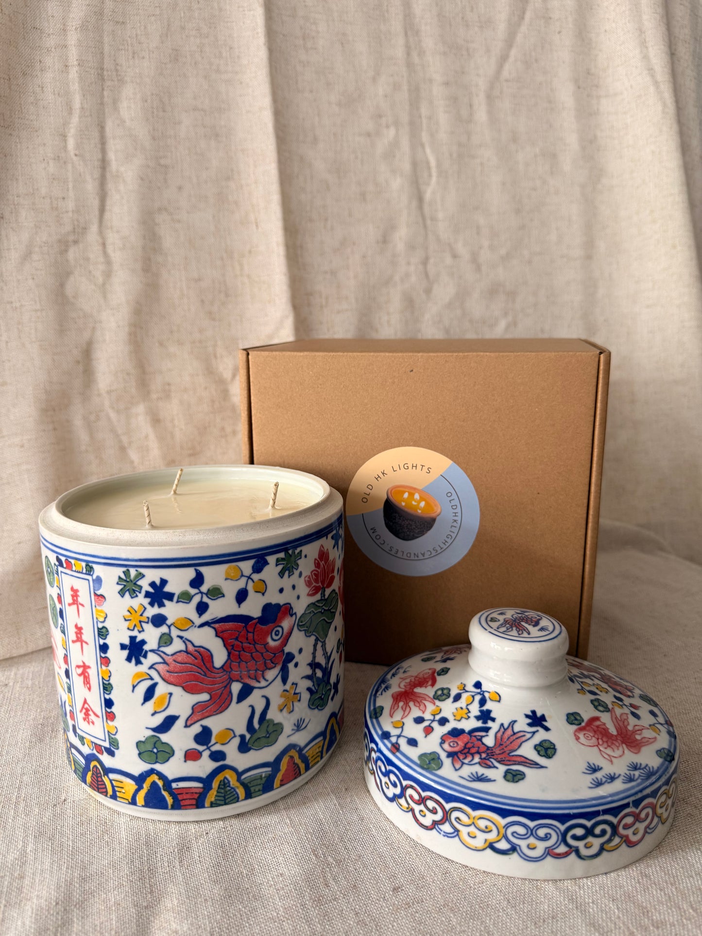 Large colorful Fish Jar Candle