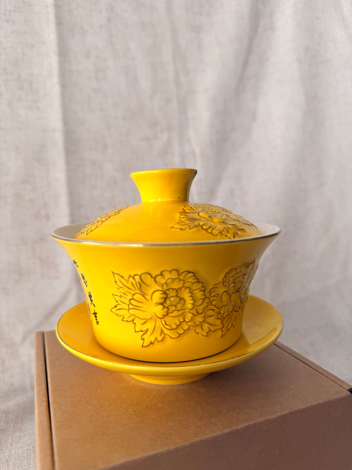 Yellow peonies Tea Cup Candle