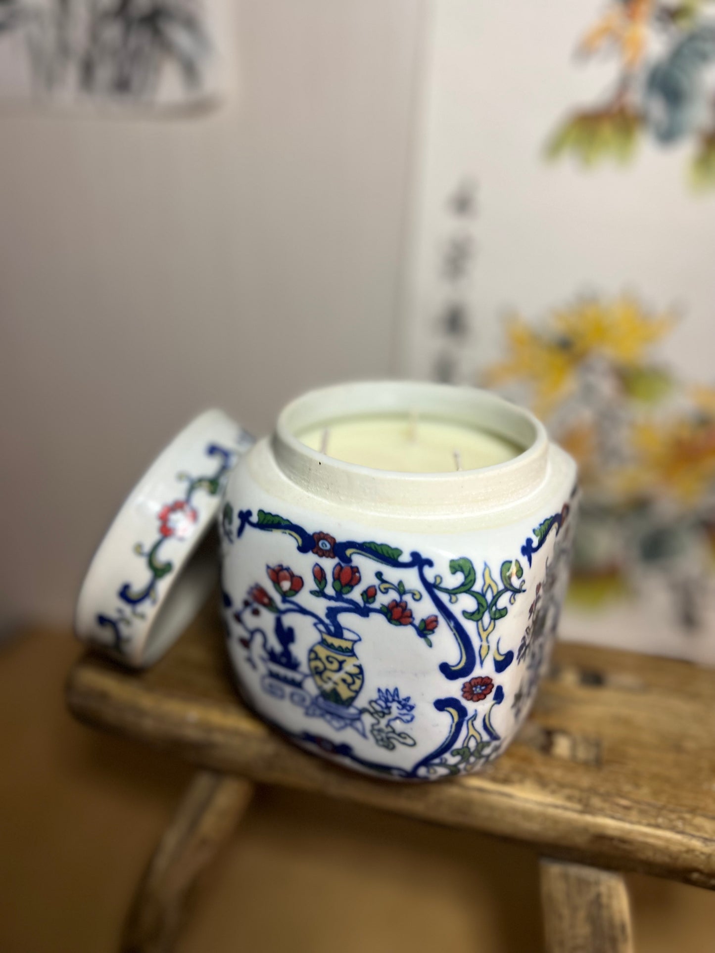 Floral tea box 3 wicks Man Mo Temple Candle