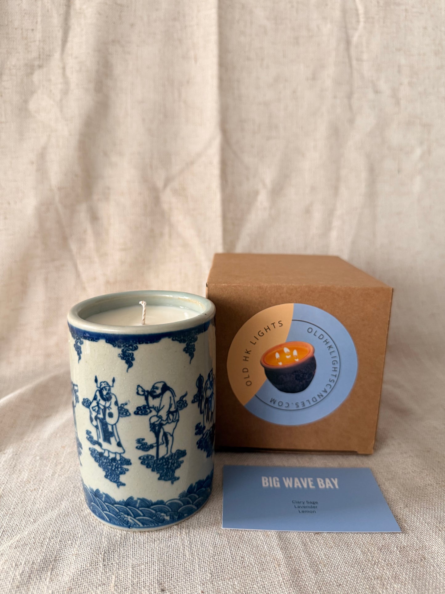 Wisemen blue and white Brush Pot Candle