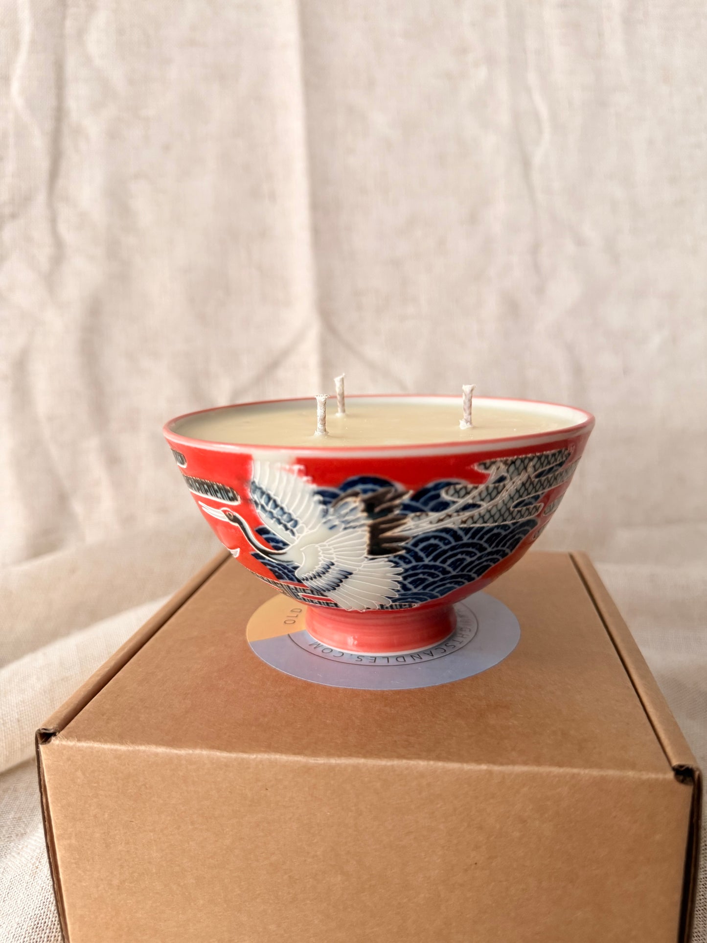 Japanese Crane bowl Candle